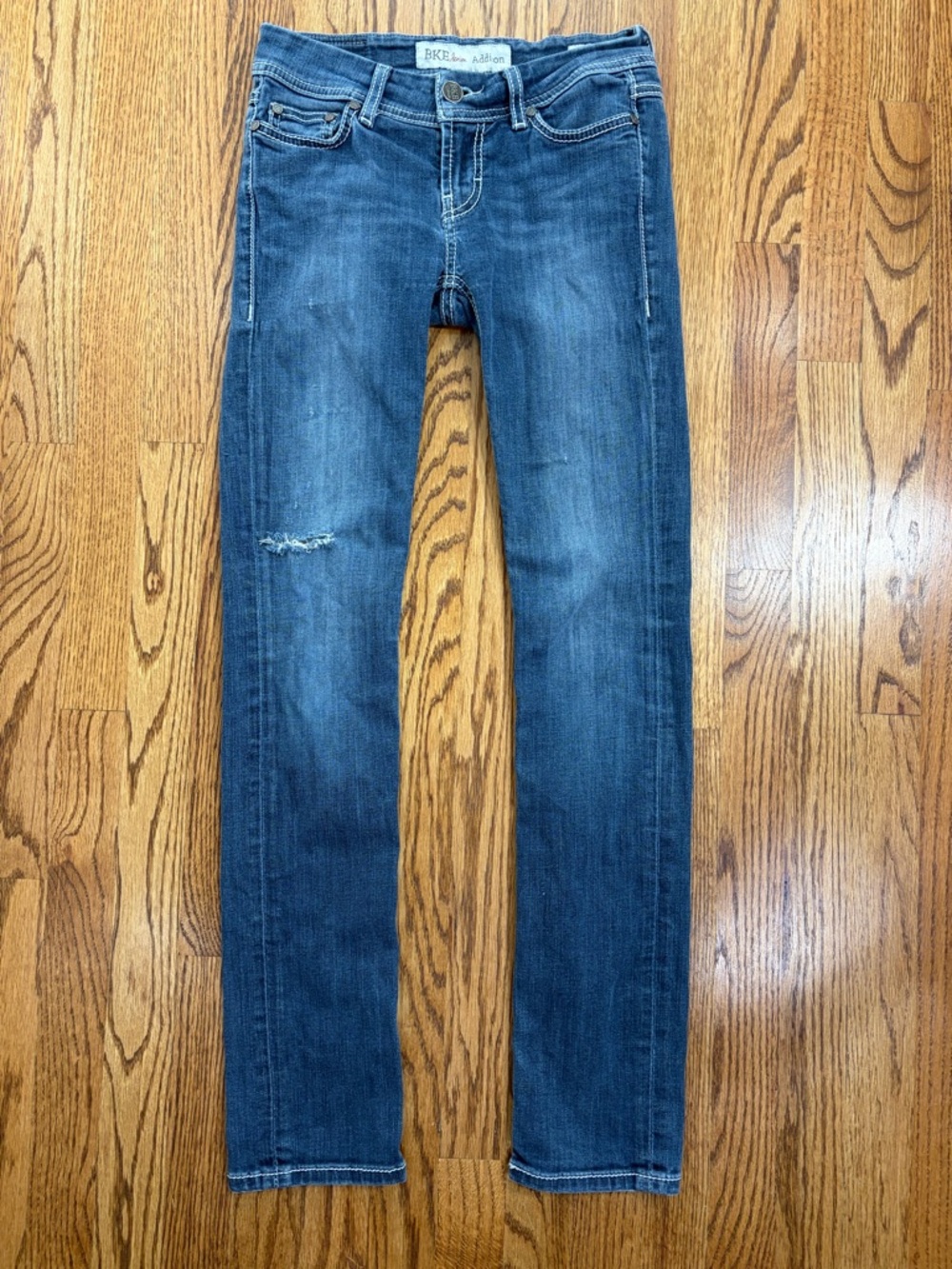 BKE Addison Low-Rise Straight Jeans Distressed Tullis Dark Blue Wash sz 25